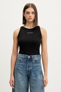 Tommy Jeans crop top pentru femei, din bumbac cu elastan neagră DW0DW22806