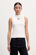 Tommy Jeans top pentru femei, din bumbac cu elastan bej DW0DW23478