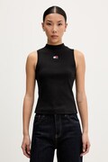 Tommy Jeans top pentru femei, din bumbac cu elastan negru DW0DW23478