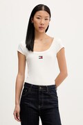 Tommy Jeans tricou pentru femei, din bumbac cu elastan bej DW0DW22793