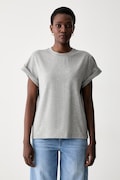 Victoria Beckham T-shirt damski bawełniany Tilly szary 1226JTS007471A
