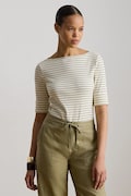 Lauren Ralph Lauren T-shirt damski z bawełną beżowy 200P13919