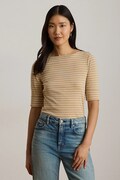 Lauren Ralph Lauren T-shirt damski z bawełną beżowy 200P13919