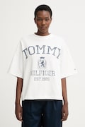 Tommy Hilfiger T-shirt oversize damski bawełniany beżowy WW0WW50940