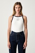 Tommy Hilfiger top damski z lyocellem beżowy WW0WW50033