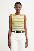 Tommy Hilfiger top da donna in cotone giallo WW0WW50025