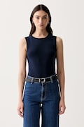 Tommy Hilfiger top dámsky bavlnený tmavomodrý WW0WW50025