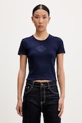 HUGO crop top damski z bawełną Delanor_4 granatowy 50570857