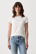 HUGO Blue tričko dámské bavlněné s elastanem 90's Tee_B_1 béžové 50572624