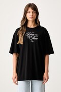 HUGO Blue kratka majica ženska bombažna Oversized Tee_B_15 črna 50566578