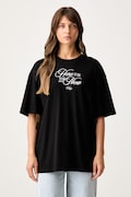 HUGO Blue kratka majica ženska bombažna Oversized Tee_B_15 črna 50566578
