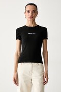 Calvin Klein Jeans T-shirt damski bawełniany z elastanem czarny LV047G816G