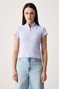 Calvin Klein Jeans crop top damski bawełniany z elastanem fioletowy LV047G240G