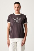Guess T-shirt damski bawełniany z elastanem HOSHI brązowy V6YI18 K4320