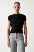Guess T-shirt damski z wiskozą czarny W6YR31 Z1023