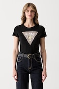 Guess тениска дамска от памук с еластан черна W6YI31 K4350