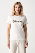 Guess T-shirt damski bawełniany beżowy W6YI29 K4348