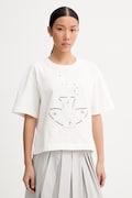 MUNTHE T-shirt damski bawełniany NELLAMY beżowy 262113526267