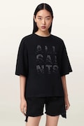 AllSaints T-shirt oversize damski bawełniany STACKS czarny W151JE