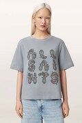 AllSaints уголемена тениска дамска от памук ELLA синя W136JE