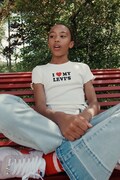 Levi's T-shirt dziecięcy z bawełną I HEART MY LEVIS TOP beżowy 4ER400