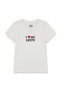 Levi's T-shirt dziecięcy z bawełną I HEART MY LEVIS TOP beżowy 3ER400