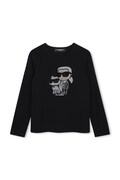 Karl Lagerfeld majica z dolgimi rokavi otroška z bombažem črna Z31463