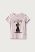 Guess T-shirt dziecięcy bawełniany z elastanem różowy J6BI11 K5790