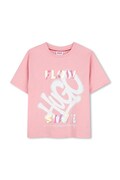HUGO T-shirt dziecięcy bawełniany różowy G01264
