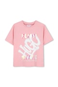 HUGO T-shirt dziecięcy bawełniany różowy G01264