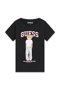 Guess T-shirt dziecięcy bawełniany z elastanem czarny J6YI08 K3710