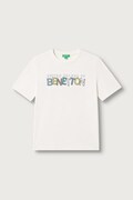 United Colors of Benetton T-shirt dziecięcy bawełniany beżowy 3I1XC10UE