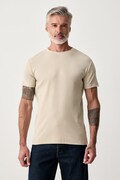 Lindbergh T-shirt basic męski bawełniany z elastanem beżowy 30.400142A