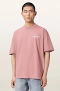 AllSaints T-shirt oversize męski bawełniany BACKSTAGE SS CREW różowy M033PF