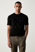 Karl Lagerfeld T-shirt męski bawełniany z elastanem czarny 564235.755042