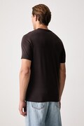 Karl Lagerfeld T-shirt męski bawełniany z elastanem brązowy 564235.755043