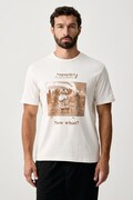Napapijri T-shirt męski bawełniany Cabin beżowy NP0A8B3FN1A1