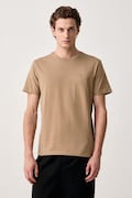 Napapijri T-shirt basic męski bawełniany Salis brązowy NP0A4H8DN7C1