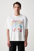 T-shirt z bawełną męski niebieski MLM101223