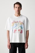 T-shirt z bawełną męski niebieski MLM101223