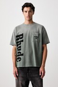 RHUDE T-shirt bawełniany męski zielony RHPF26TT13012