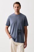 Karl Lagerfeld Jeans T-shirt męski z bawełną niebieski B3M17029