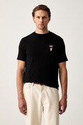 Karl Lagerfeld T-shirt męski bawełniany z elastanem czarny 563235.755048