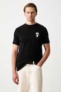 Karl Lagerfeld T-shirt męski bawełniany z elastanem czarny 563235.755048