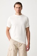 Karl Lagerfeld T-shirt męski bawełniany z elastanem beżowy 563221.755044