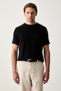 Karl Lagerfeld T-shirt męski bawełniany z elastanem czarny 563221.755044