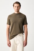 Karl Lagerfeld T-shirt basic męski bawełniany z elastanem zielony 563221.755042