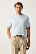 Karl Lagerfeld T-shirt męski bawełniany z elastanem niebieski 563235.755781