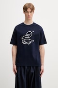 Drôle de Monsieur Dandy Dog T-shirt bawełniany męski granatowy L-TS332-CO002