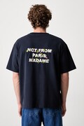 Drôle de Monsieur T-shirt męski bawełniany Vine Embroidered Slogan granatowy L-TS327-CO248